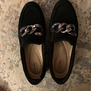 Clarks Collection black suede loafers